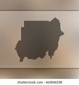 Sudan map. Blurred background with silhouette of Sudan map. Vector silhouette of Sudan map