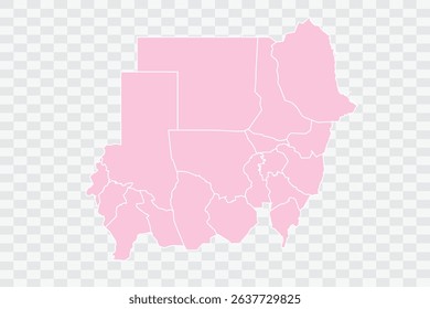 Sudan Map Blush Color on White Background quality files Png
