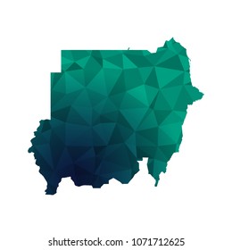 Sudan map - Colorful Polygonal map of Sudan rumpled triangular low poly style gradient graphic background , Vector illustration eps 10.