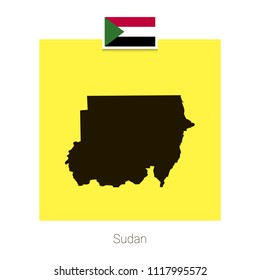 Sudan map design with flag and yellow background vector