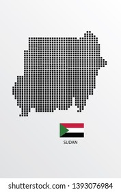 Sudan map design square with flag Sudan.