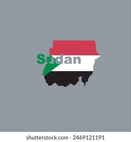 Sudan map and flag color design on gray background