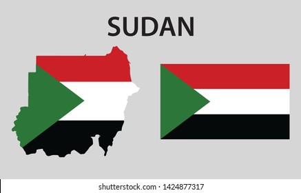 Sudan map and flag illustration design
