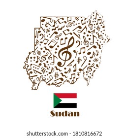 Sudan map flag made from music notes. 