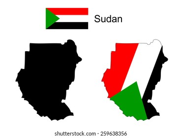 Sudan map and flag vector, Sudan map, Sudan flag
