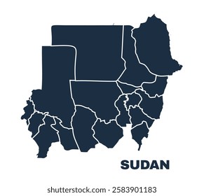 Sudan map flat border outline vector