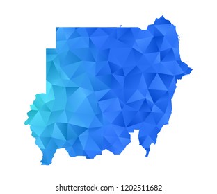 sudan map in geometric blue polygonal style modern design on white background. Vector illustration.map in geometric blue polygonal style modern design on white background. Vector illustration.