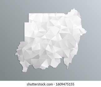 Sudan map gray in polygonal style on dark background. isolated vector illustration eps 10.