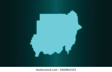 Sudan Map with Green Circuit Technology Style.