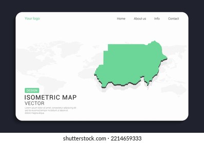 Sudan map green on white background with isometric vector.
