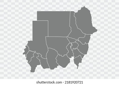 Sudan Map grey Color on White Background quality files Png