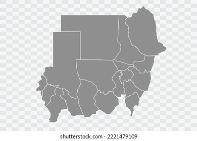 Sudan Map Grey Color On White Background  Png