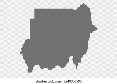 Sudan Map grey Color on White no demarcation line Background  Png