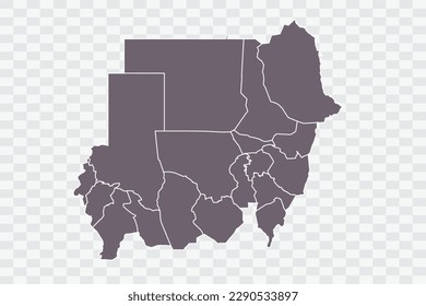 Sudan Map Grey Color on White Background quality files Png