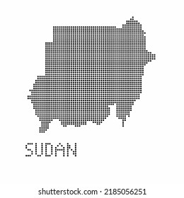 Sudan map with grunge texture in dot style. Abstract vector illustration of a country map with halftone effect for infographic. 
