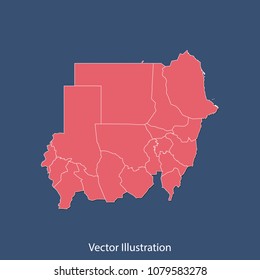 Sudan map - High detailed color map of Sudan. flat design style, clean and modern. Vector illustration eps 10