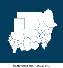 Sudan Karte hoch detailliert auf grünem Hintergrund. weiße Farbe. Abstraktes Design, Vektorgrafik eps10