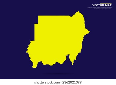 Sudan map - High Detailed. Yellow color on dark background. Abstract design vector.