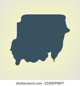 Sudan map icon. Country shape on radiant striped gradient background. Sudan vibrant poster. Elegant vector illustration.