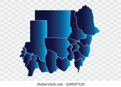 Sudan Map indigo Color on White Background quality files png
