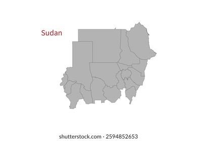 Sudan map isolated on white background. Map silhouette of Sudan. For website layouts, background, education, precise, customizable. Earth geography.