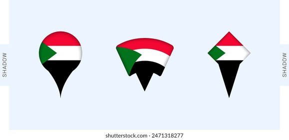Sudan Map Markers Set. Perfect for projects related to Sudan, travel, geography, and international representation. Vector collection.