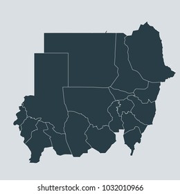 Sudan map on gray background vector, Sudan Map Outline Shape Gray on White Vector Illustration,
High detailed Gray illustration Sudan.