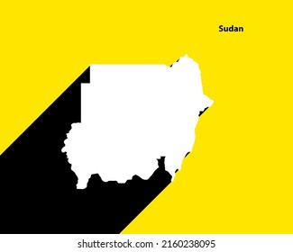 Mapa de Sudán en afiche retro con larga sombra. Signo de época fácil de editar, manipular, cambiar el tamaño o colorear.