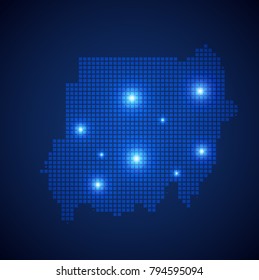 Sudan map page symbol for your web site design Sudan map logo, app, UI. Wire frame 3D mesh polygonal network line, design sphere, dot and structure. Sudan map.vector illustration eps 10