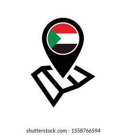 Sudan Map and pin vector icon. Make your own custom location pin icon. Navigation and route concept illustration.