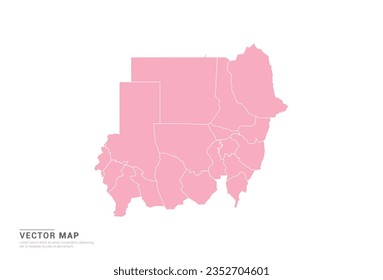 Sudan Map - Pink abstract style isolated on white background for infographic, design vector.