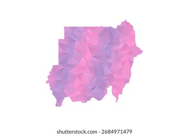 Sudan Map - Polygon Style Vector Illustration in Pink and Purple Gradient, Low Poly Geometric Design, Isolated on White Background for Infographics and Education.