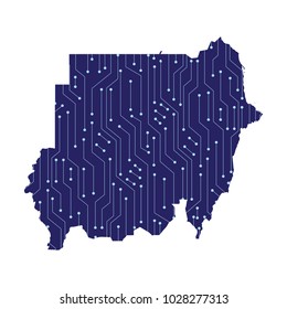 Sudan map polygonal design - blue geometric rumpled triangular low poly style gradient graphic background.