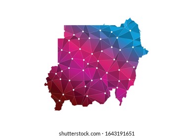 Sudan map polygonal design - blue geometric rumpled triangular low poly style gradient graphic background