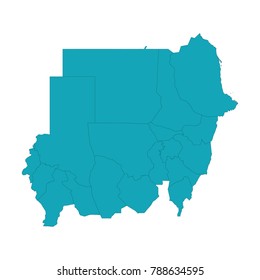 Sudan map polygonal design - blue geometric rumpled triangular low poly style gradient graphic background.