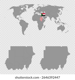 Mapa do Sudão com localização mundial.