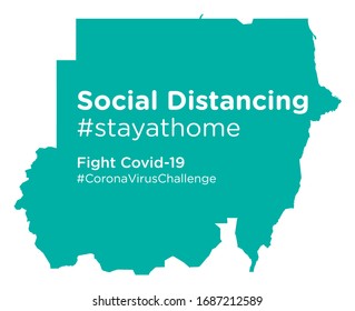 Sudan map with Social Distancing stayathome tag