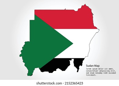 Rayas del mapa de Sudán. Color de la ilustración del vector en el fondo blanco