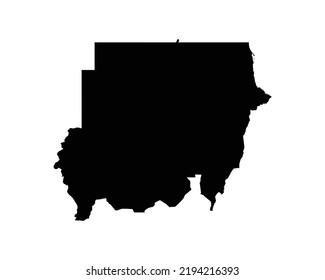 Sudan Map. Sudanese Country Map. Black and White National Nation Geography Outline Border Boundary Territory Shape Vector Illustration EPS Clipart