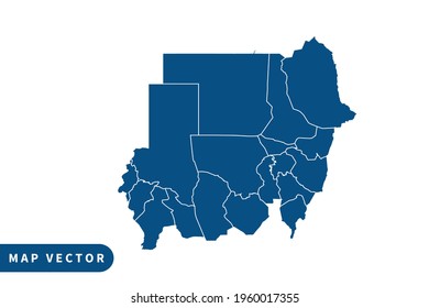 Mapa vectorial de Sudán, color azul. sobre fondo blanco. vector eps 10.