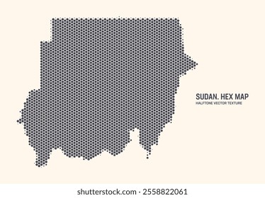 Sudan Map Vector Hexagonal Halftone Pattern Isolate On Light Background. Hex Texture in the Form of Map of Sudan. Modern Technologic Military Contour Map of Sudan for Design or Business Projects