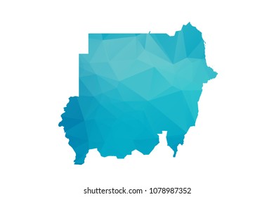 Sudan map vector illustration in polygonal style,Low poly design on white background