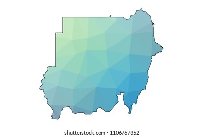 Sudan map vector illustration in polygonal style,Low poly design on white background