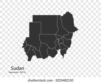 Sudan map vector, isolated on transparent background