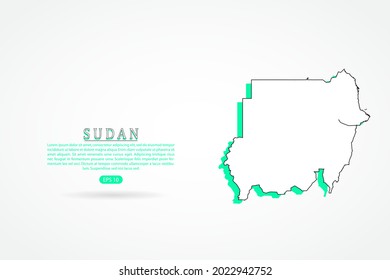 Sudan Map - World Map International vector template with green and outline graphic sketch style isolated on white background - Vector illustration eps 10