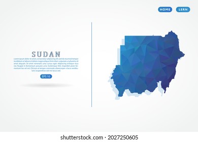 Mapa de Sudán - Mapa mundial Mapa internacional de la plantilla vectorial con gradiente de color azul poligonal aislado en fondo blanco para la educación, sitio web, banner - Ilustración vectorial eps 10