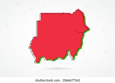 Sudan Map - World Map International vector template with including red, green and black outline sketch isolated on white background - Vector illustration eps 10