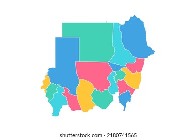 Sudan Map - World Map International vector template with High detailed including blue, green, pink, and yellow outline color isolated on white background - Vector illustration eps 10