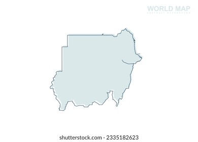 Mapa de Sudán - Mapa mundial de la plantilla vectorial internacional con líneas de cigüeña azul y formas geométricas azules aisladas en fondo blanco para diseño, infografía, sitio web - Ilustración vectorial eps 10