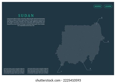 Sudan Map - World map vector template with Grey dots, grid, grunge, halftone style isolated on green background for education, infographic, design, website, banner - Vector illustration eps 10